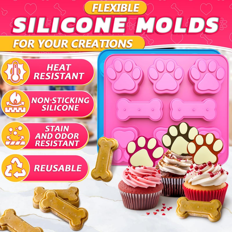 ZOKLU 2 Pcs Dog Treat Molds Silicone â€“ Frozen Dog Treat Molds for Baking and Freezing with Bone & Puppy Paw Shapes, Easy Release â€“ Non-Stick Molds for Chocolate, Candy, Jelly, Ice Cubes, Biscuits & Snacks - Image 3